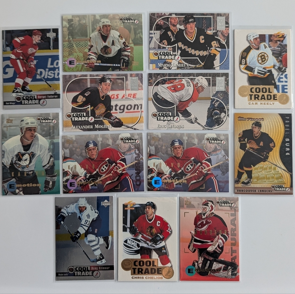 Cool Trade Hockey Card Lot- Lemieux, Brodeur, Kariya, Bure, Fedorov, Lindros ++